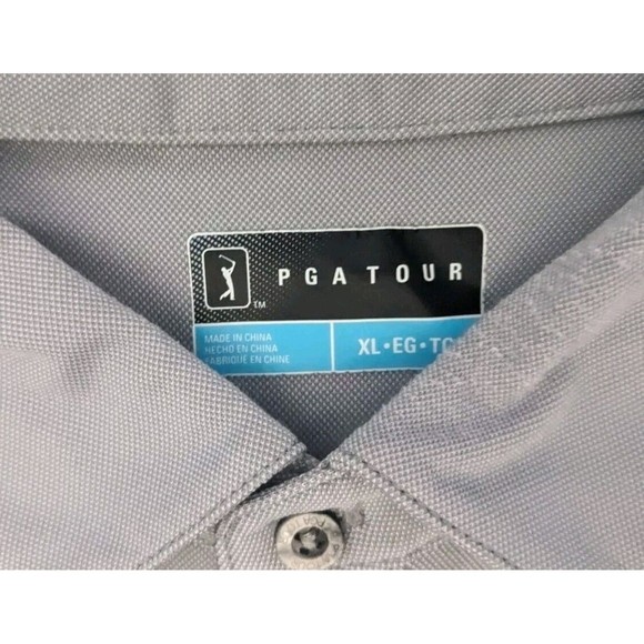 PGA Tour Men's Polo Shirt  Grey/Blue Short Sleeve Golf Apparel size XL - Picture 3 of 13